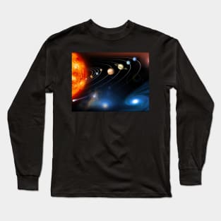 9 Planets Solar System Orbit Trajectory Long Sleeve T-Shirt